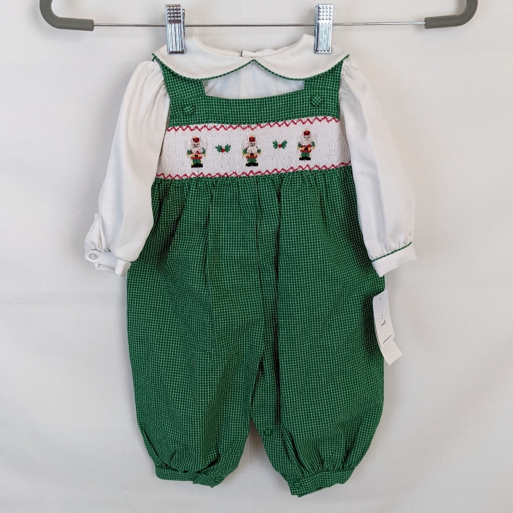 Petit Ami Smocked Holiday Christmas Nutcracker Jumpsuit